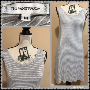 The Vanity Room Grey Stripe Swing Dress